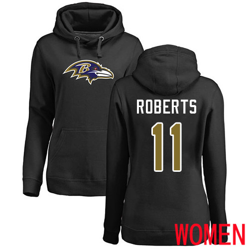 Baltimore Ravens Black Women Seth Roberts Name and Number Logo NFL Football 11 Pullover Hoodie Sweatshirt